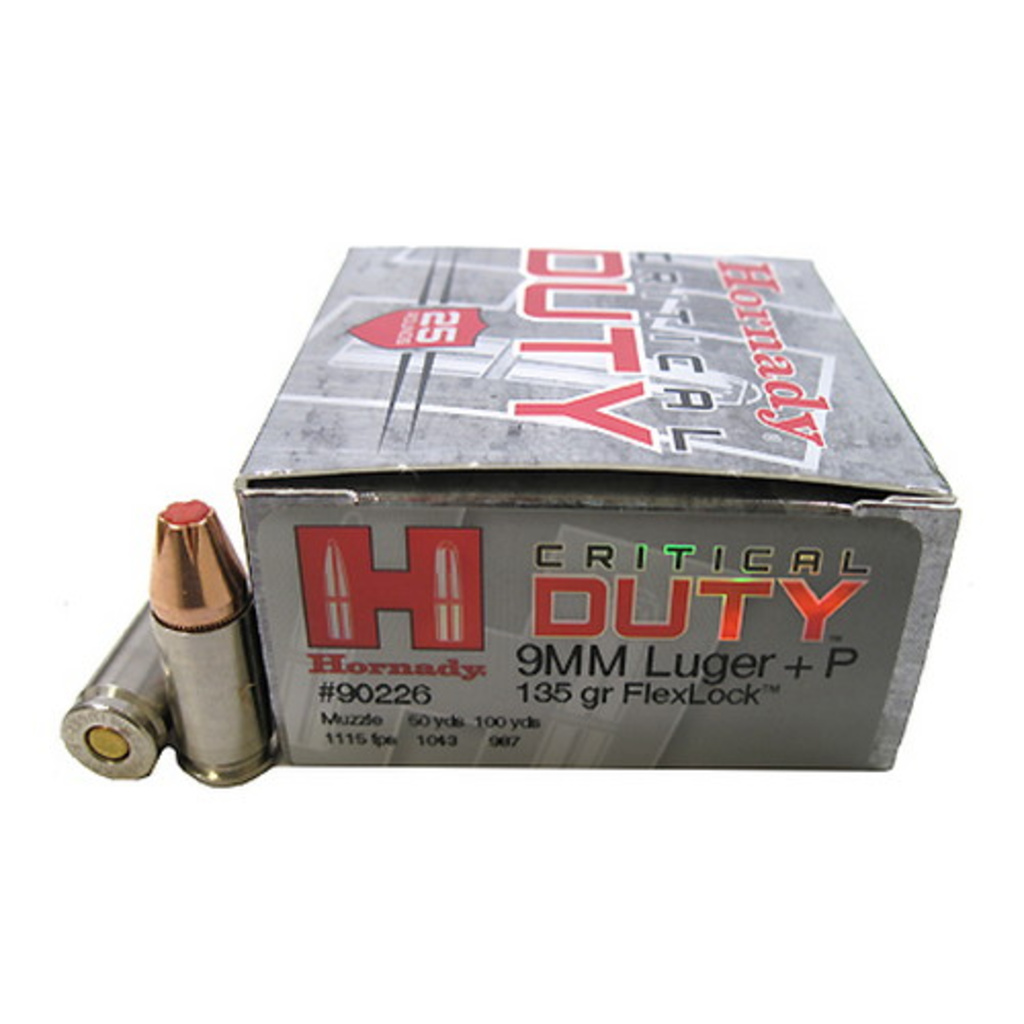 AMMO 9MM LUGER 135GR HORNADY CRITICAL DUTY FLEXLOCK (200) BLEMISHED