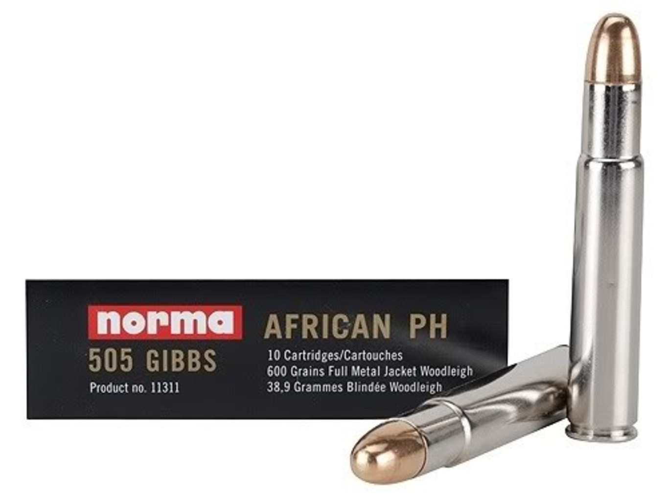 AMMO 505 GIBBS 600GR NORMA WOODLEIGH ROUND NOSE (10)
